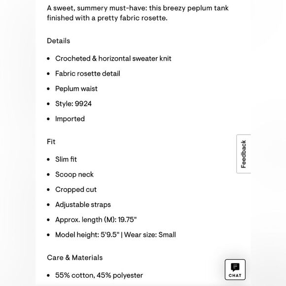 NWT Rosette Crochet Peplum Crop top Cream Size XL Airy
Beachy Soft girl - Picture 4 of 8